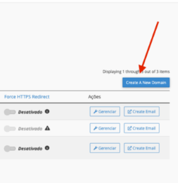 Formulário de criação de um novo subdomínio no cPanel