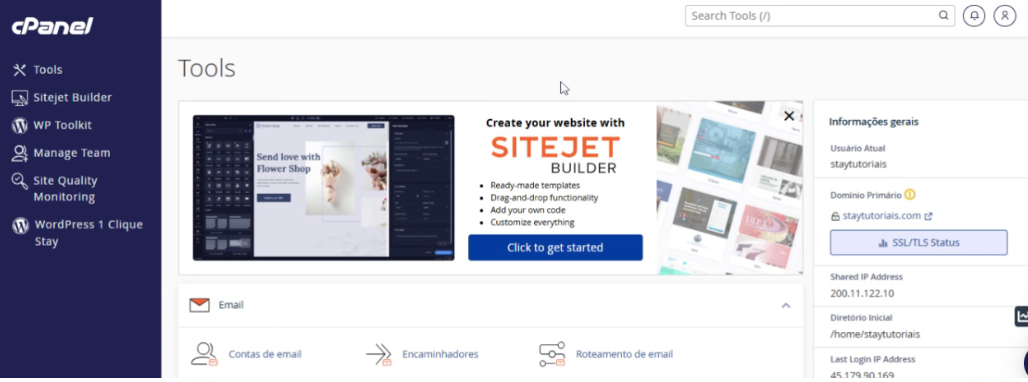 Acessando o cPanel pelo painel da StayCloud