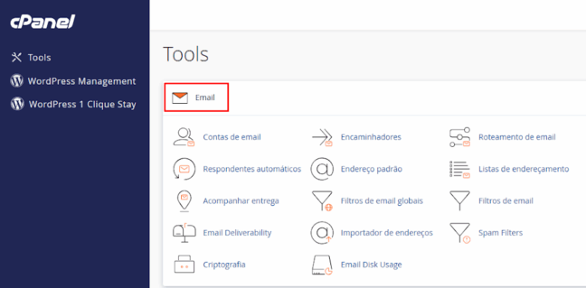 Interface de gerenciamento de e-mail no cPanel