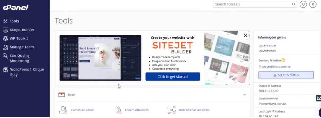 Acessando o cPanel pelo painel da StayCloud