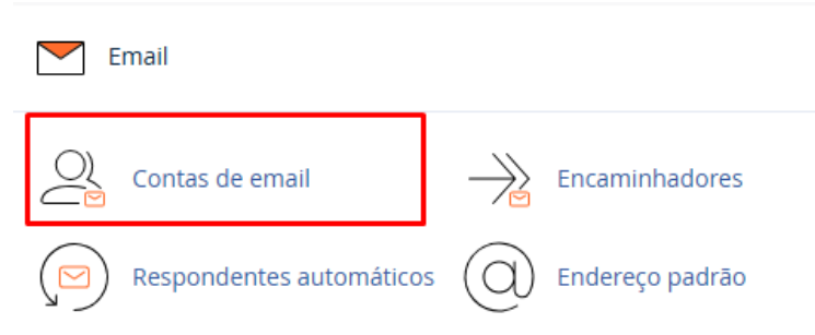 Tela do cPanel mostrando a busca por 'Contas de E-mail' na seção Email.