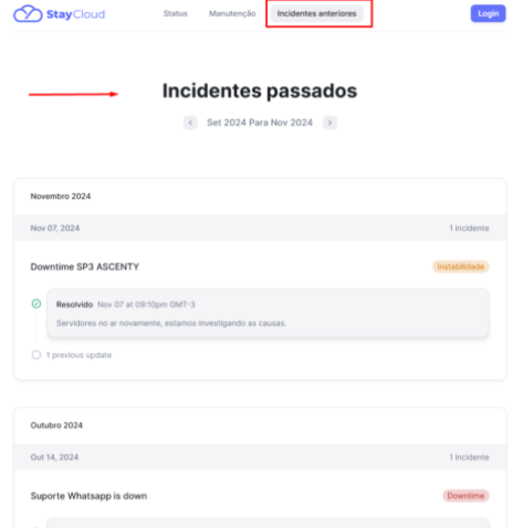 Verificando o histórico de incidentes anteriores e resolvidos