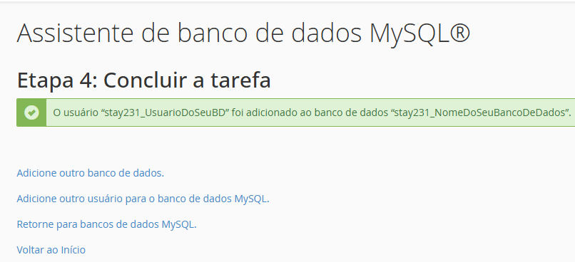 Etapa 3: Concedendo todas as permissões ao usuário do banco de dados