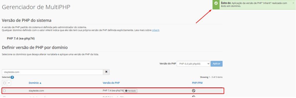 Acessando o 'Selecionar Versão do PHP' (CloudLinux PHP Selector)