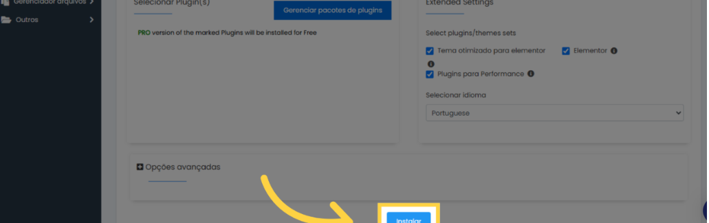 Clicando no botão final 'Instalar' no Softaculous para o WordPress