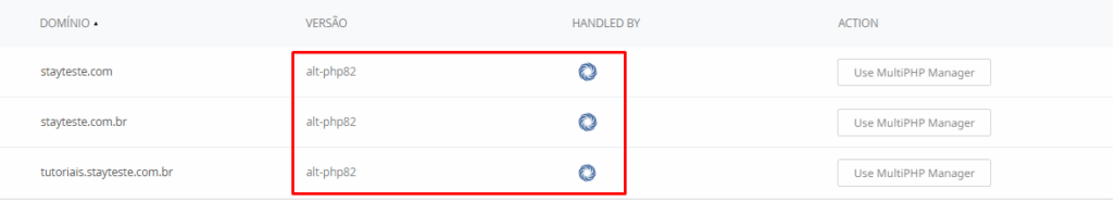 Verificação final da versão do PHP aplicada