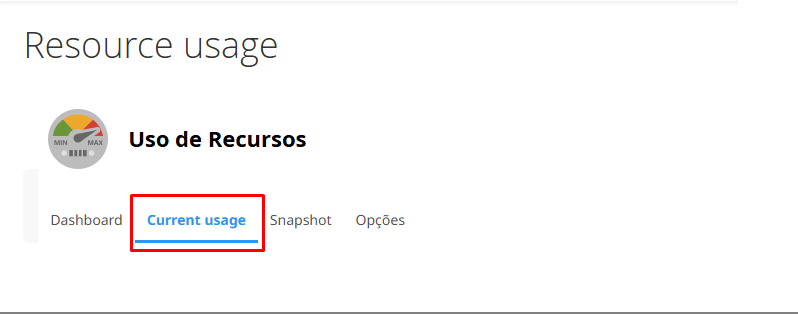 Resumo do uso de recursos do cPanel, mostrando que não há problemas.