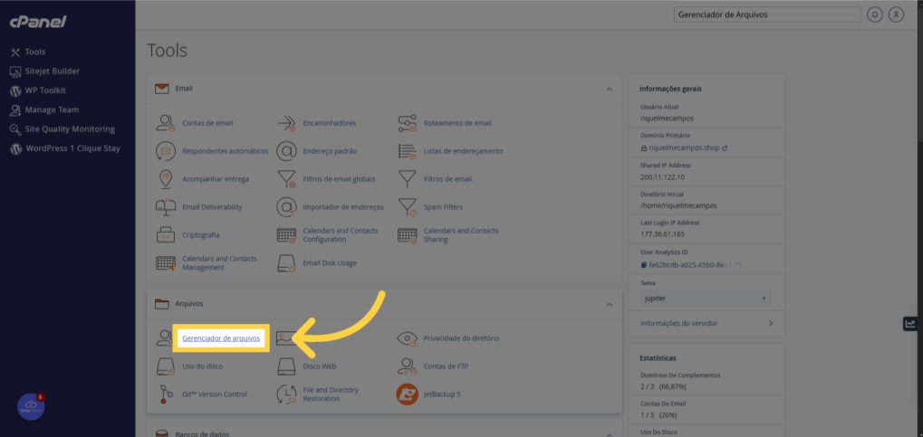 Zoom no ícone do Gerenciador de Arquivos do cPanel.