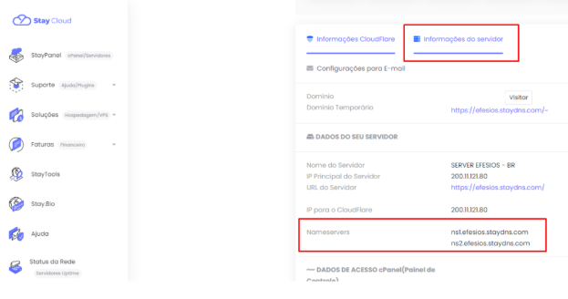 Configurando Nameservers - Clicando em Gerenciar no produto de hospedagem.