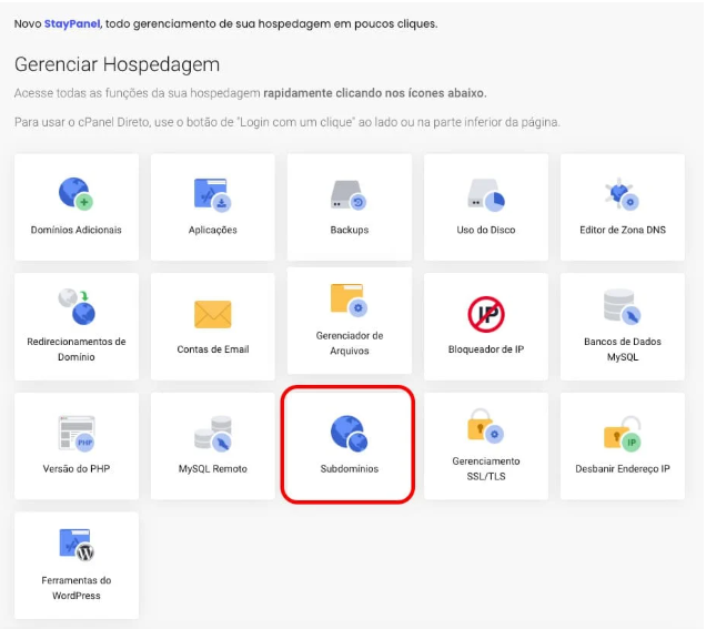 Clicando no ícone Contas de Email no StayPanel.