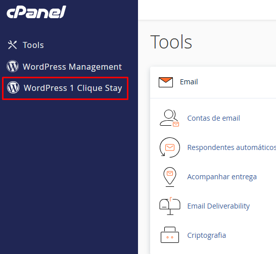 Acessando o WordPress Manager no cPanel