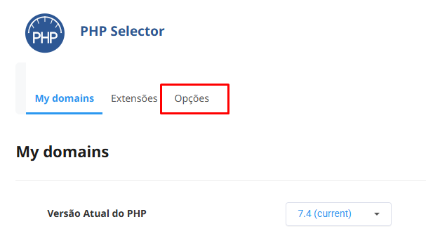 Clicando na aba Options para visualizar as configurações de Memory Limit