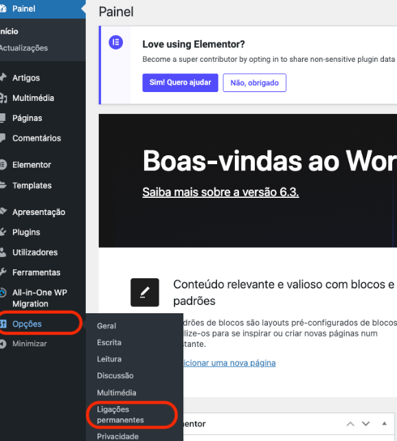 Ferramenta do Elementor para substituir URLs antigas