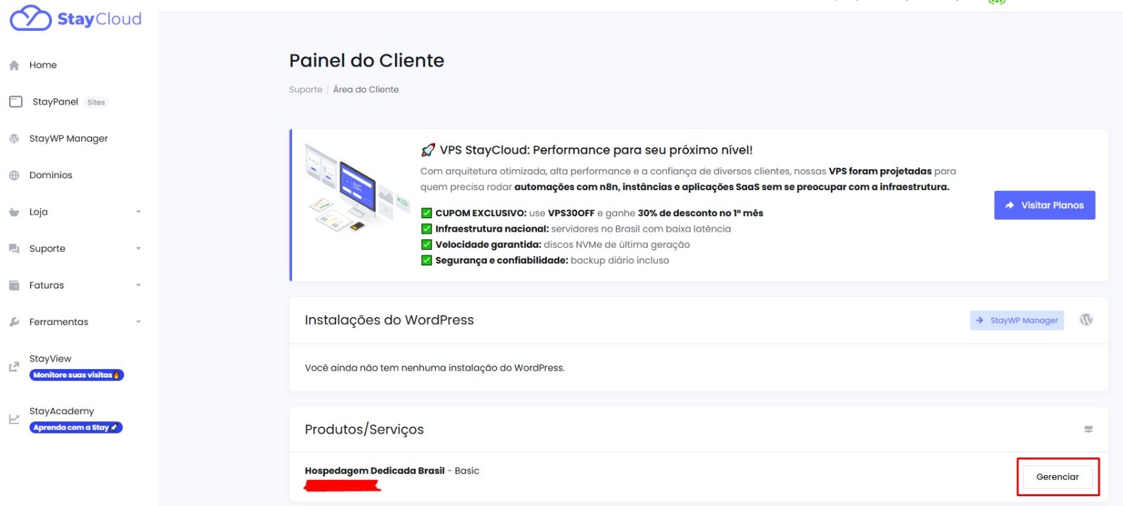 Gerenciar Plano na StayCloud