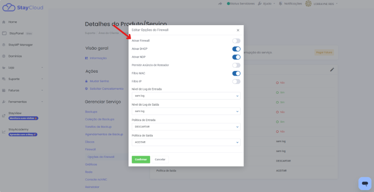Como ativar e configurar o Firewall da sua VPS StayCloud - Passo 4: Configurando Regras de Entrada