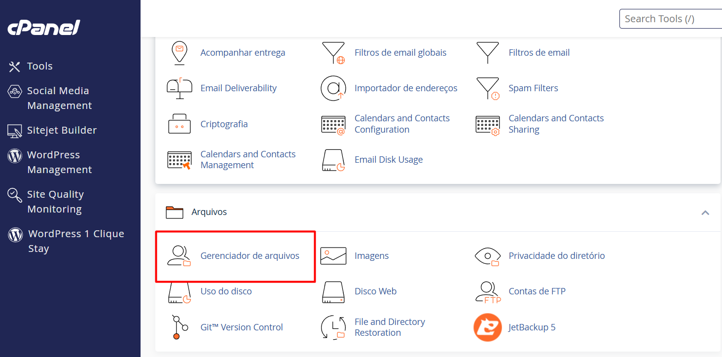como hospedar um site no cPanel da StayCloud