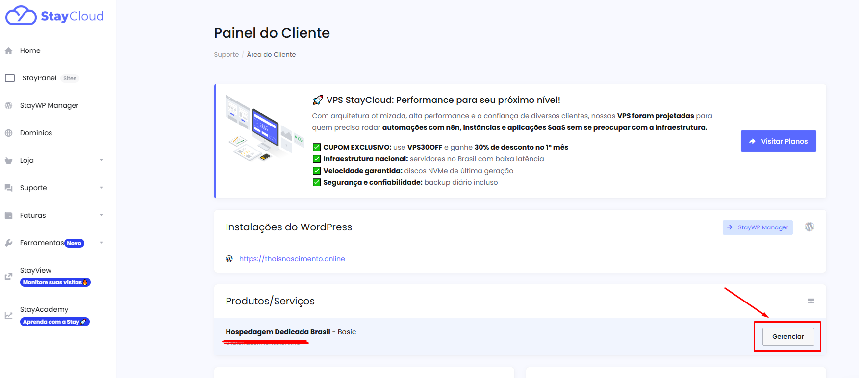 Gerenciar plano para acessar WordPress via cPanel