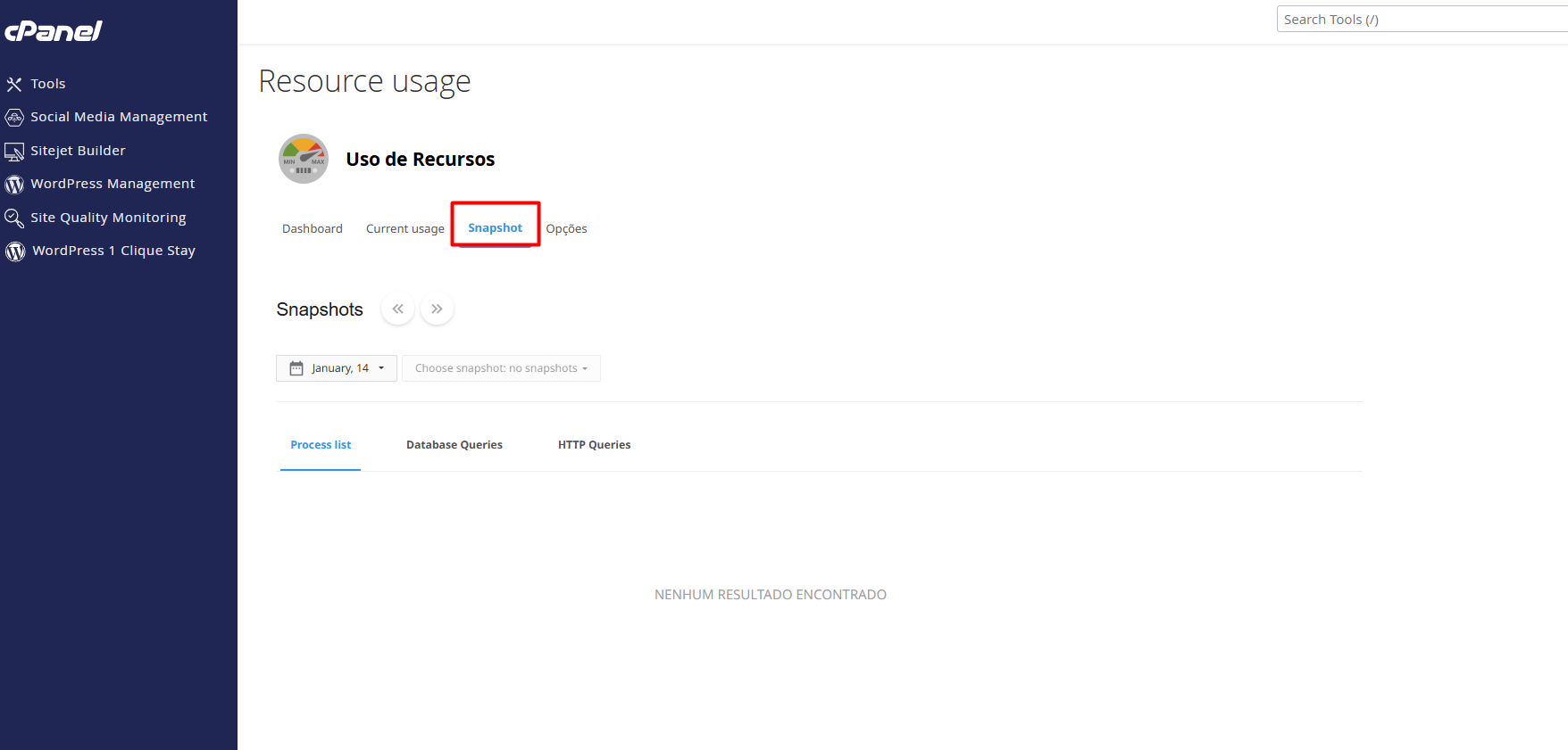 Detalhes do erro capturado pelo Snapshot