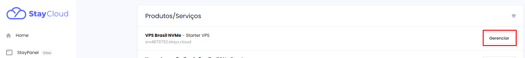 Botão Gerenciar para iniciar processo de reinstalar sistema operacional