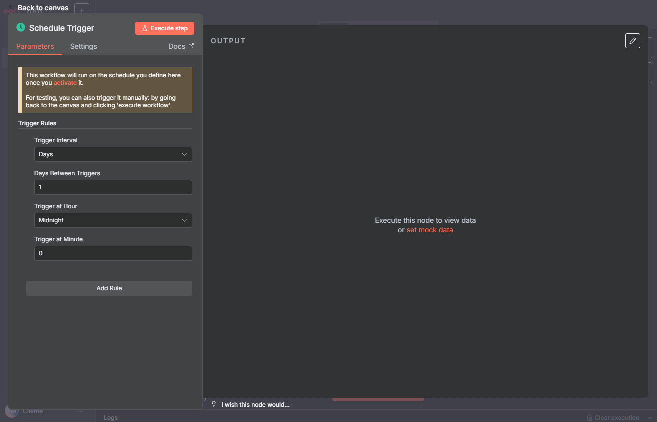 Conexão de lógica na primeira automação no n8n