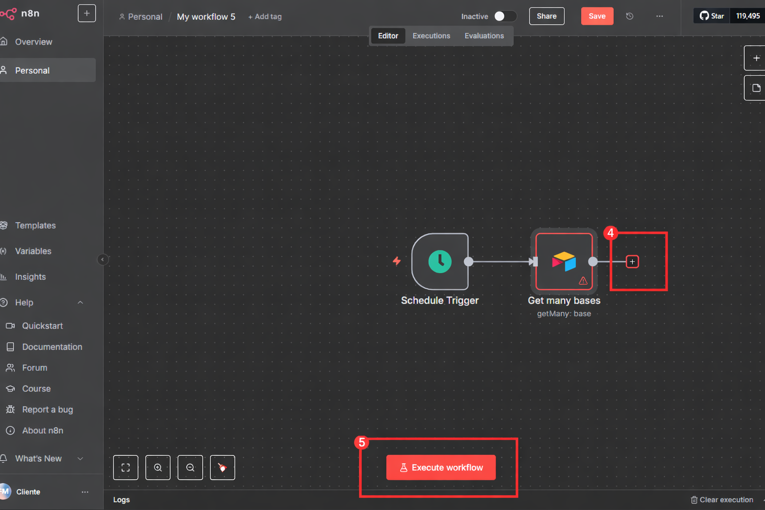 Execução e teste da primeira automação no n8n