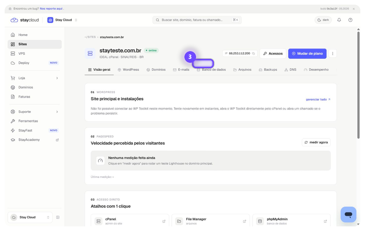 localizar arquivos StayCloud pela aba Arquivos