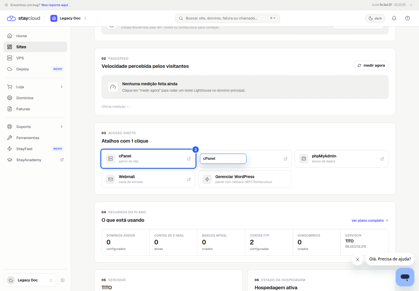 adicionar registro A no cPanel - acesso ao cPanel