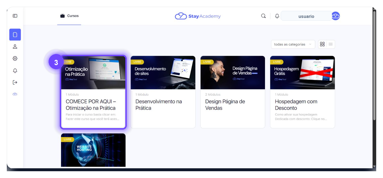 Curso disponível no StayAcademy no Painel StayCloud