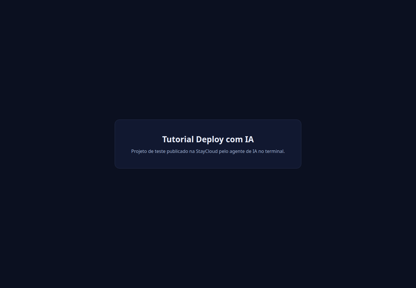 Aplicação no ar depois do deploy na StayCloud com IA