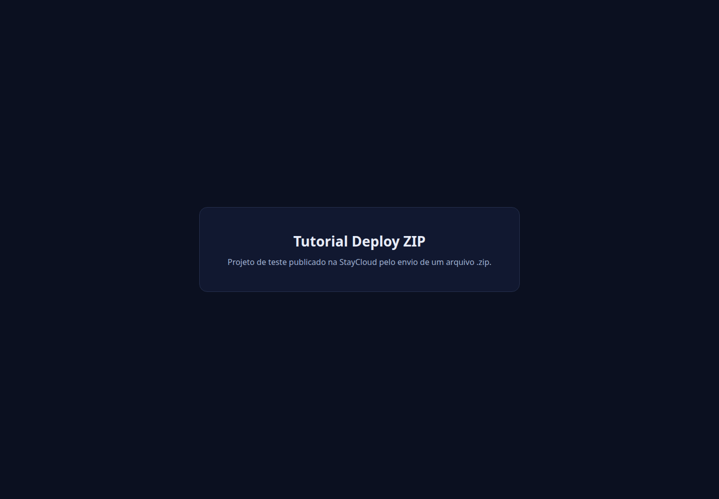 Aplicação publicada após o primeiro deploy StayCloud