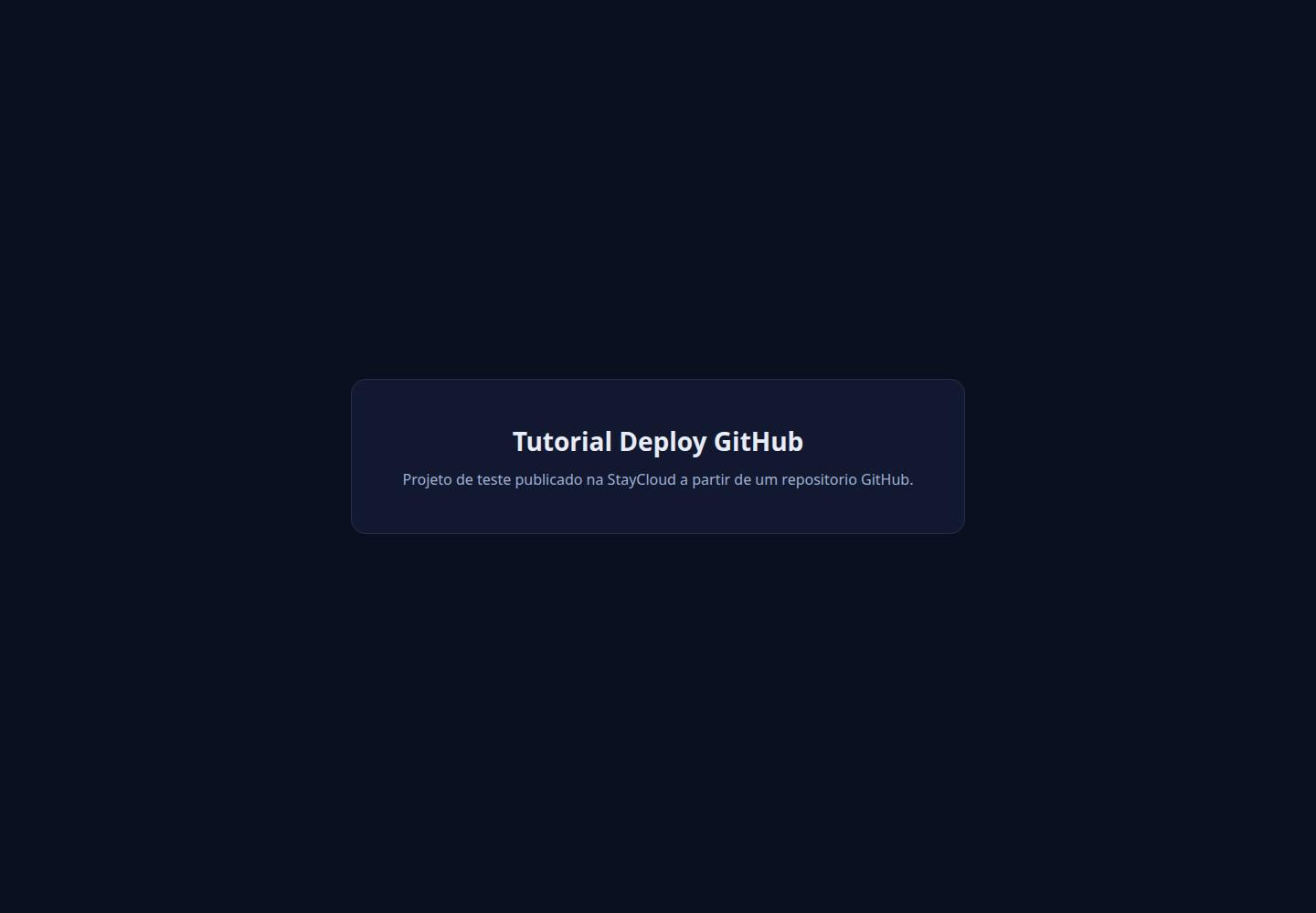 Aplicação publicada na StayCloud a partir do repositório GitHub