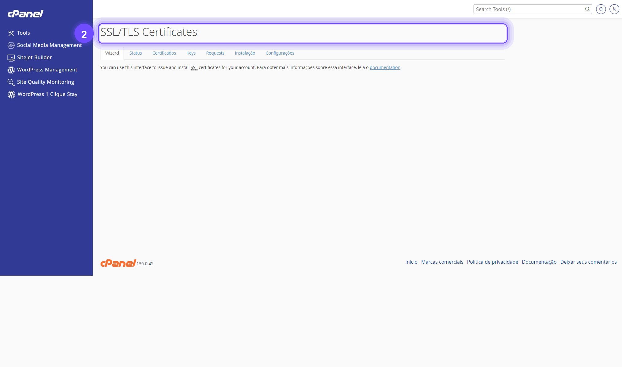 verificar SSL/TLS no cPanel - SSL/TLS Certificates
