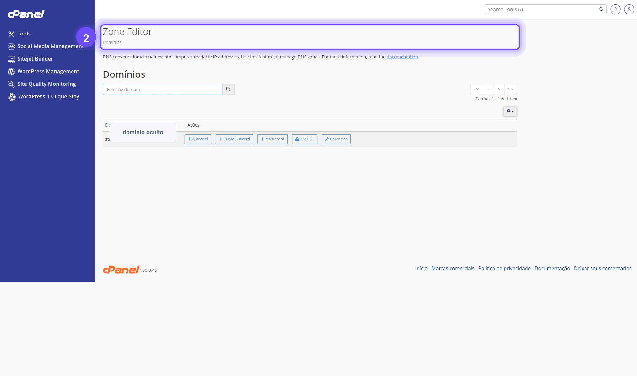 adicionar registro A no cPanel - Zone Editor
